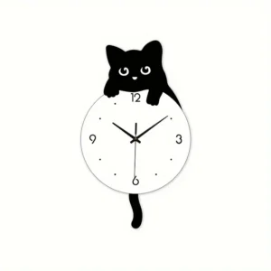 0e8e45ee-bebc-49dc-aba8-b966804feea5 WhimsyCat Acrylic Cartoon Cat Wall Clock