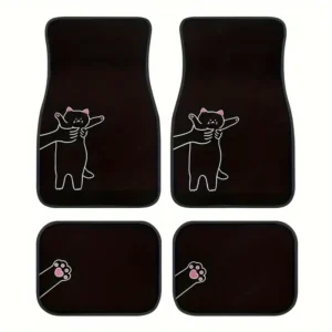 d38dfde8-cefe-4fa8-bb73-537f1c14323f 4-Pack Pink Cat Themed Car Floor Mats
