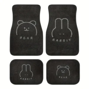 4pcs Set Universal Fit Polyester Fiber Car Floor Mats